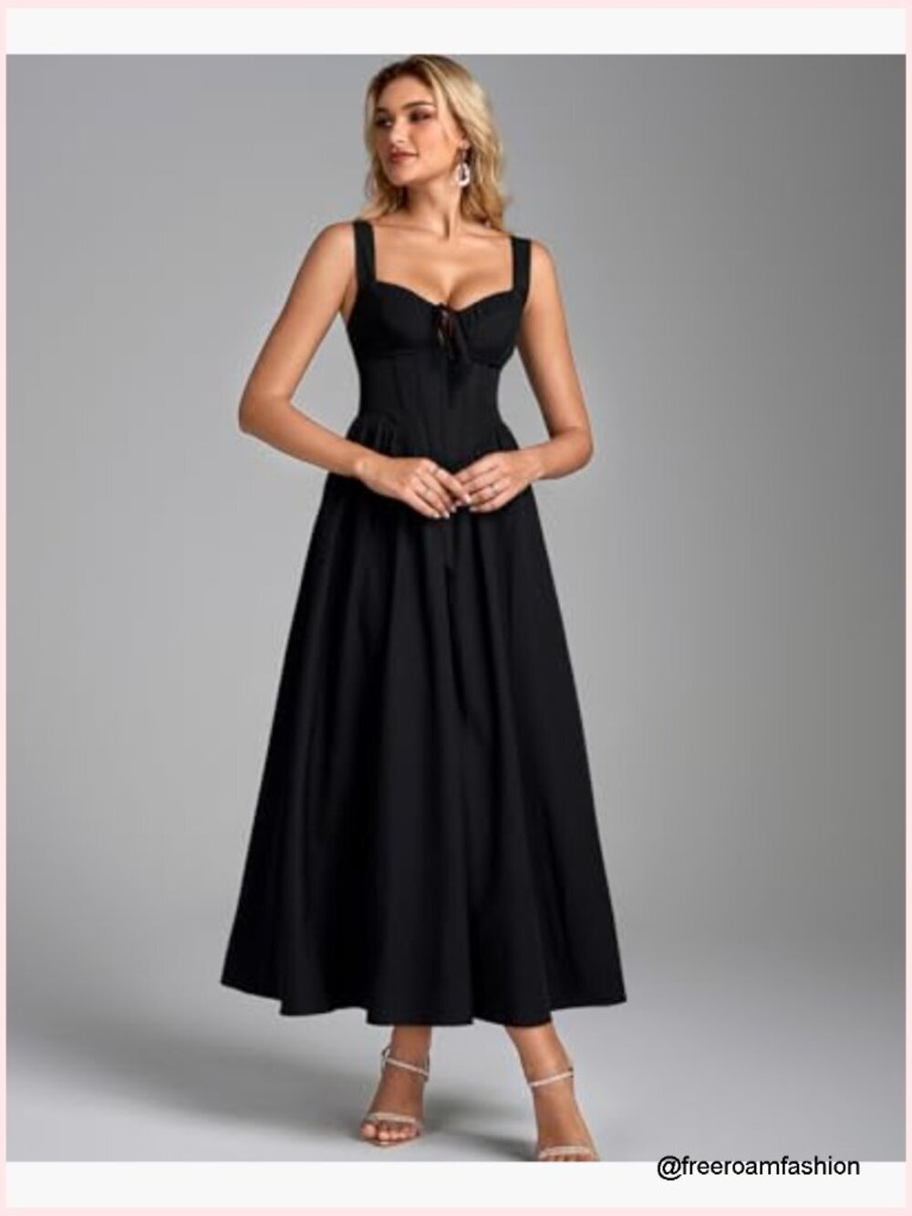 Midi Corset Dress Sweetheart Neckline Lace Up Back Formal Wedding Guest - Picture 4 of 6